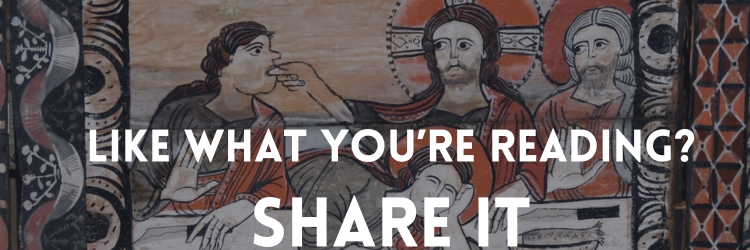Jesus apparently cramming bread down Judas' throat